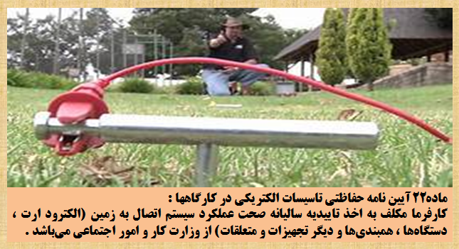 الزام کارفرمایان برای ارت سنجی سالیانه مقاومت چاه ارت کارگاهها 